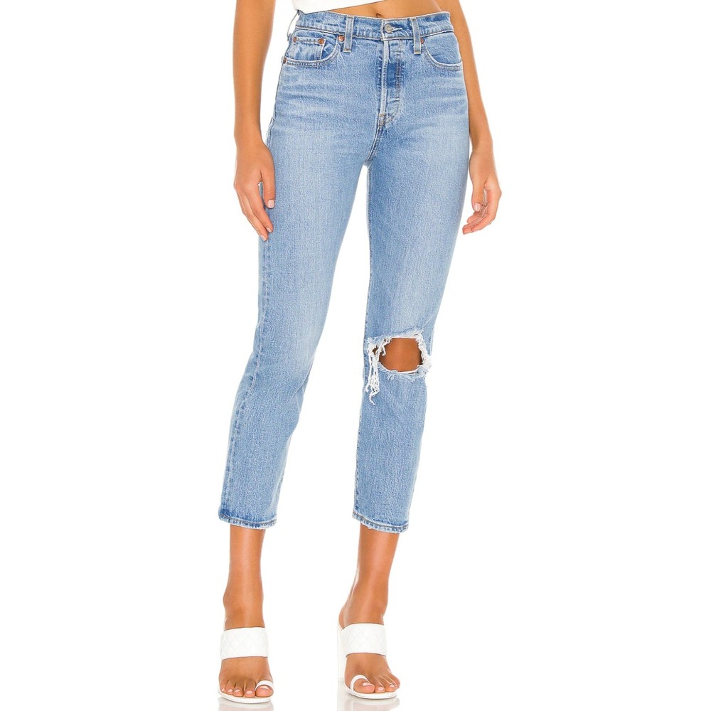 Levis Premium Womens Wedgie Straight Crop Denim Jeans 26 31 Blue High Rise NWT